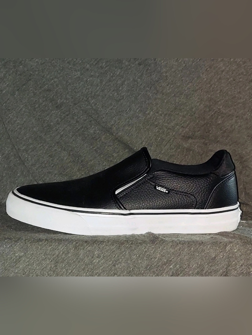 VANS Asher Deluxe Leather Slip-On Shoes ~ Black | Men’s: 12 *NWOB 21st